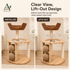 ANJU 2-Tier Cat Tree with Woven Basket, Clear Bowl and Scratching Posts — image 8