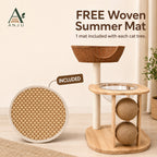 ANJU 2-Tier Cat Tree with Woven Basket, Clear Bowl and Scratching Posts — image 9