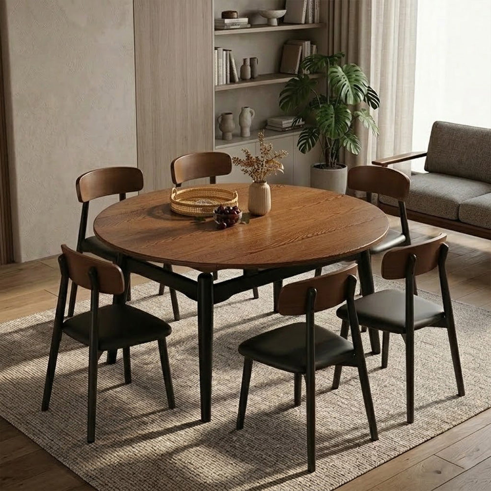 ANJU 135cm walnut dining table set with chairs