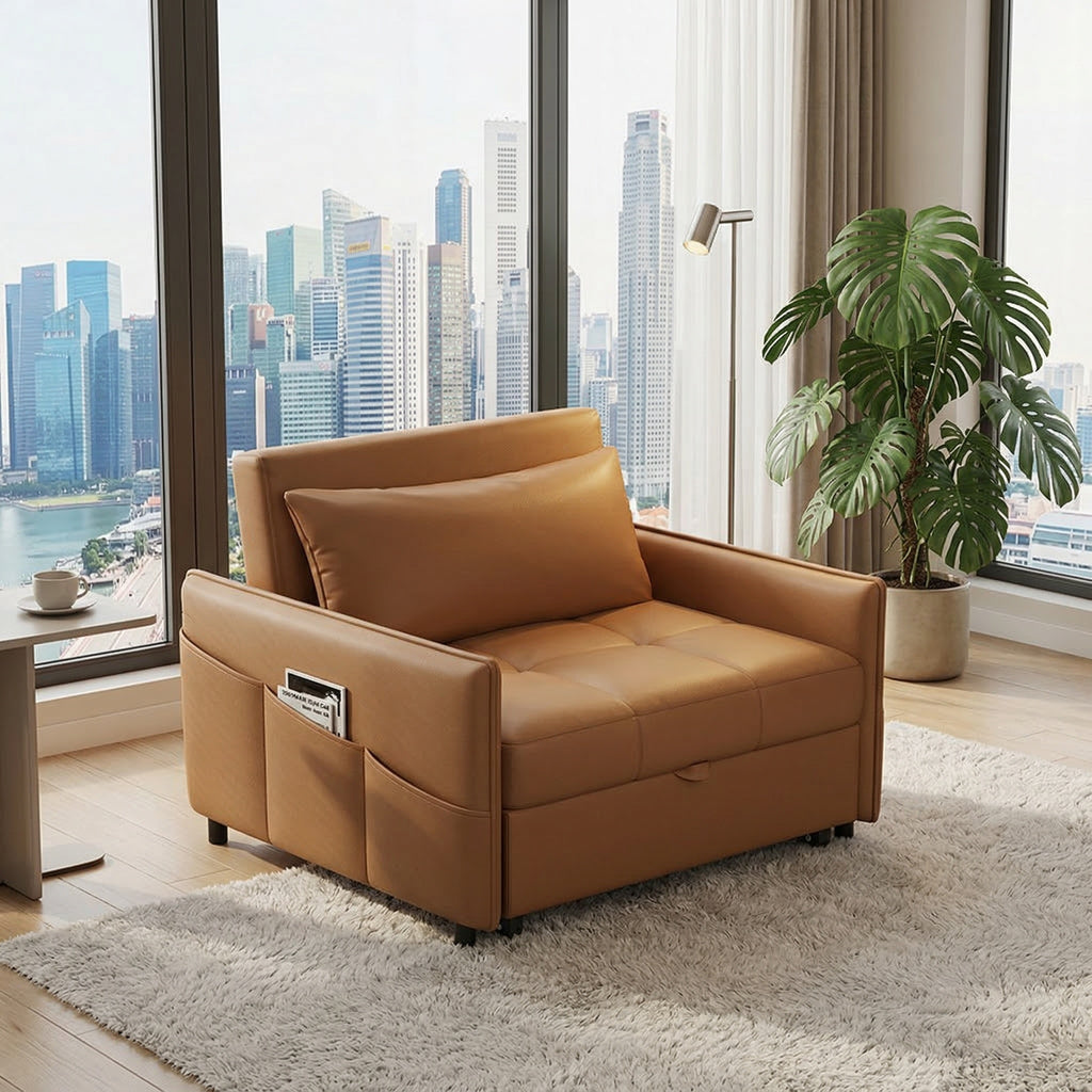 ANJU 298 orange sofa bed chair mode