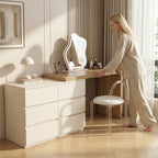 ANJU cream dressing table shown in a bedroom scene