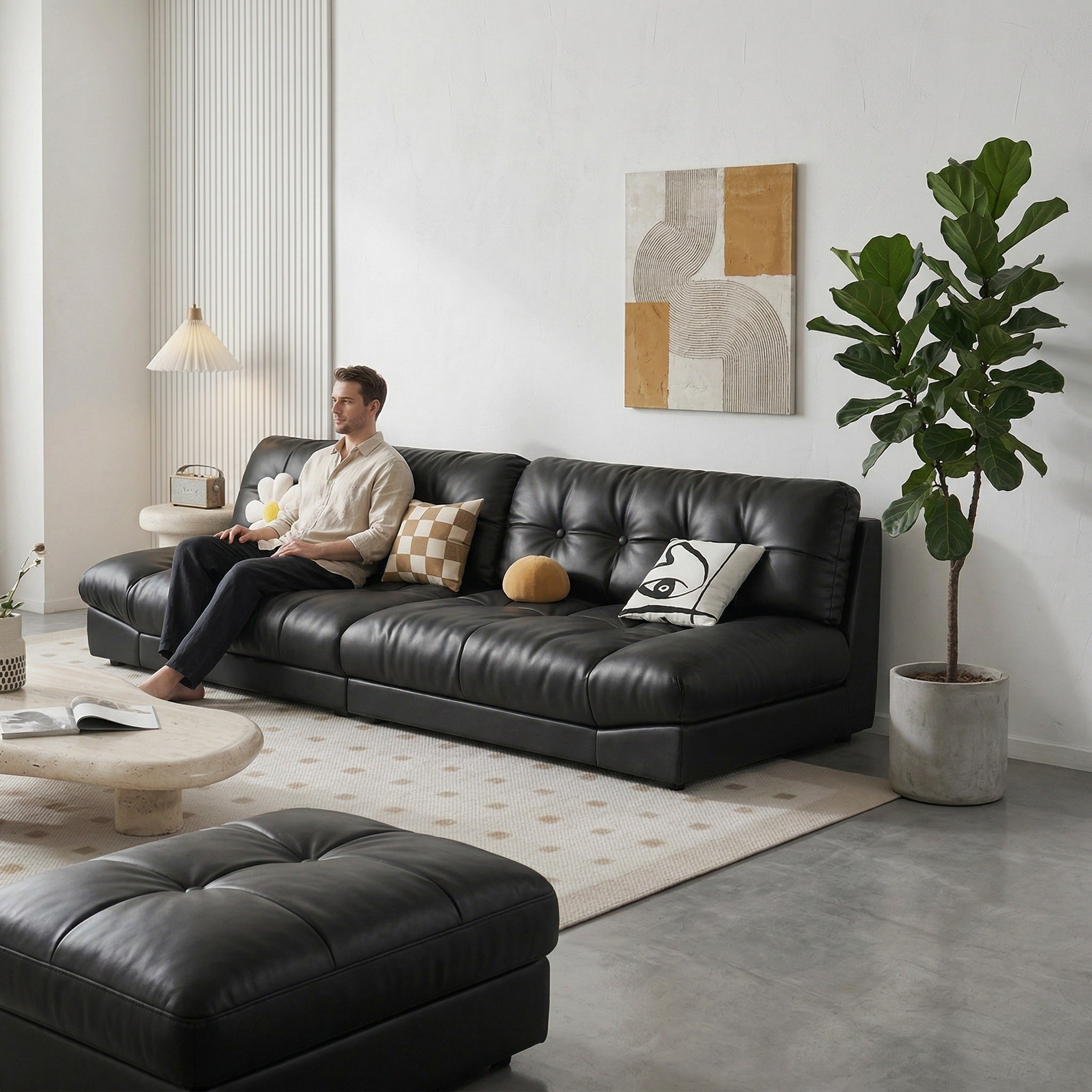 ANJU 965 Cloud sofa black lounge scene
