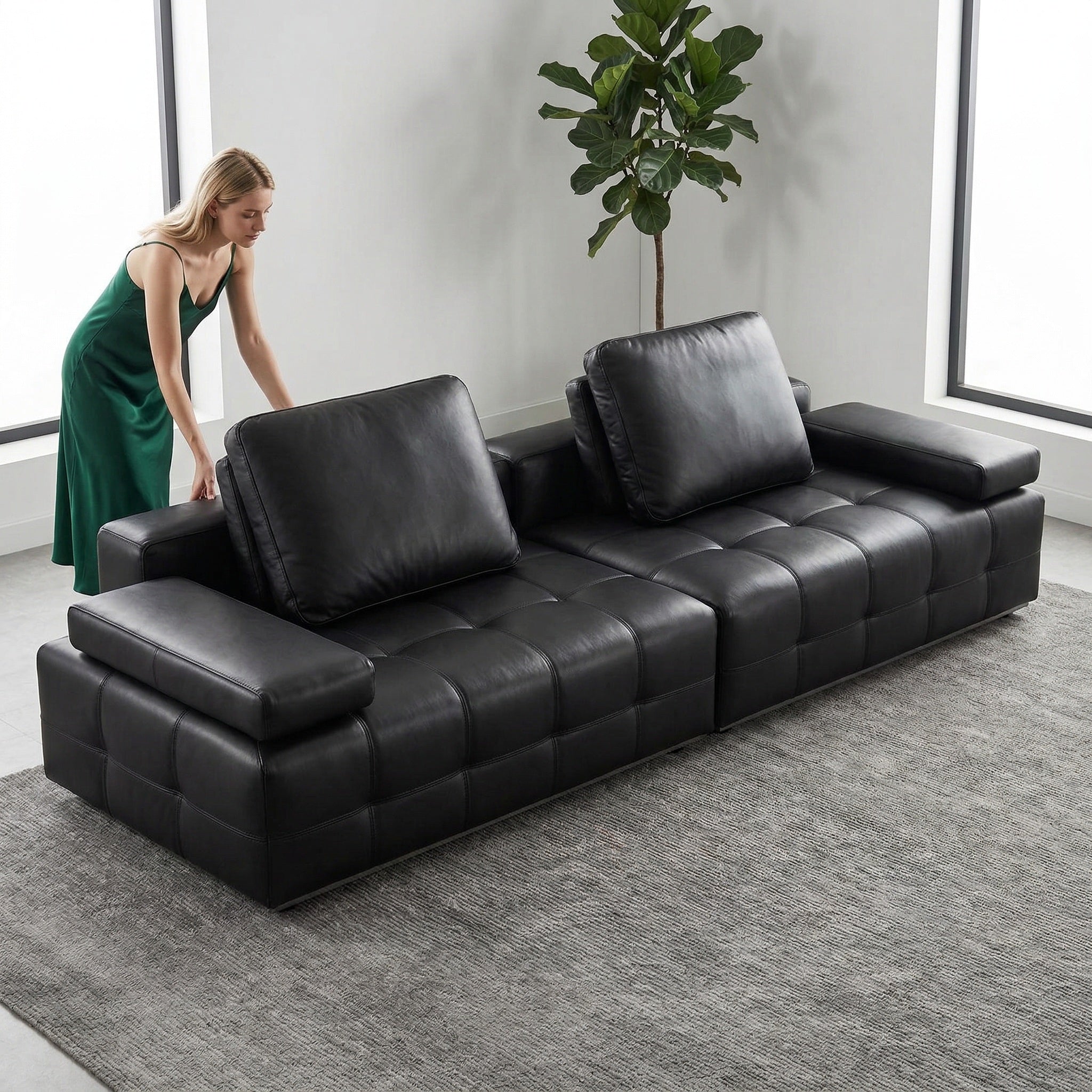ANJU 985 Lawrence dark gray sofa angled living room view