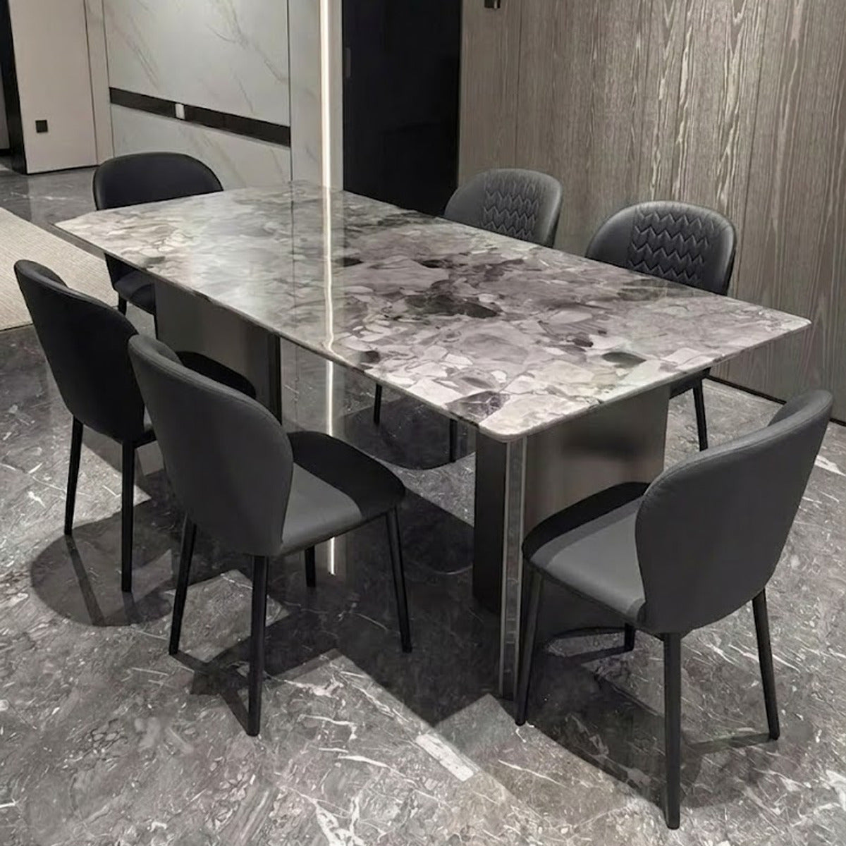 ANJU A03-3 white dining table set close view