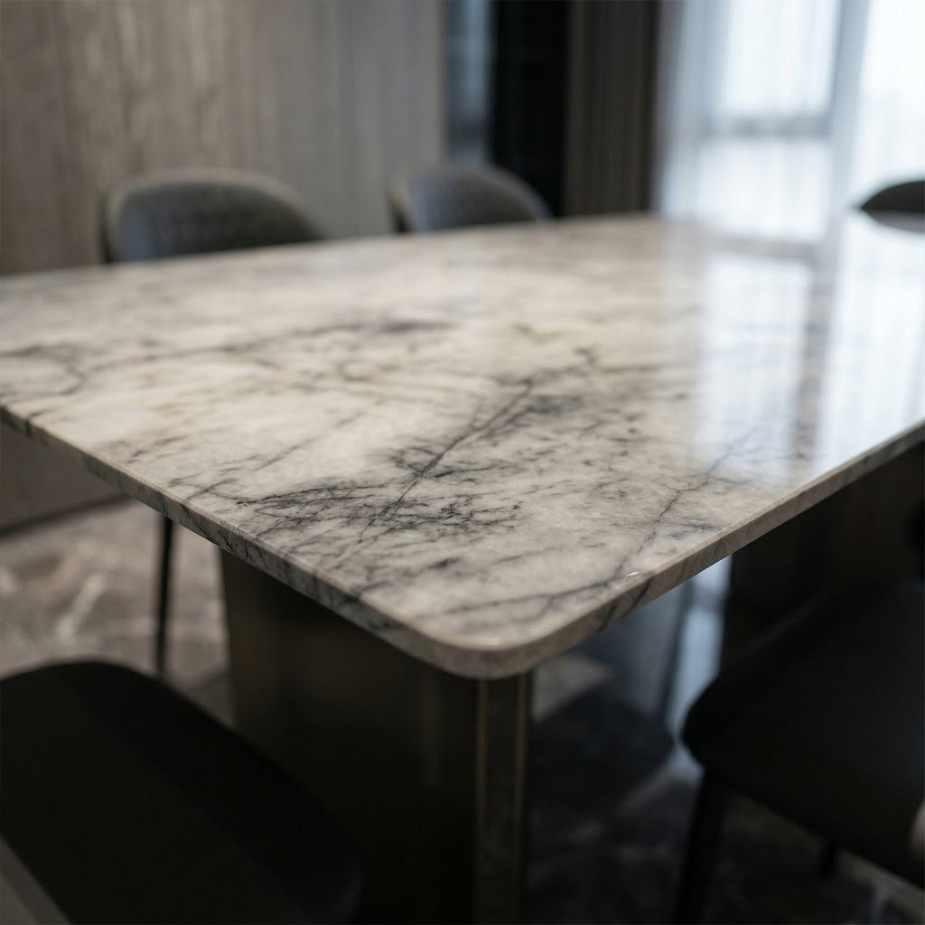 ANJU A03-3 white dining table set detail