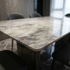 ANJU white dining table set detail