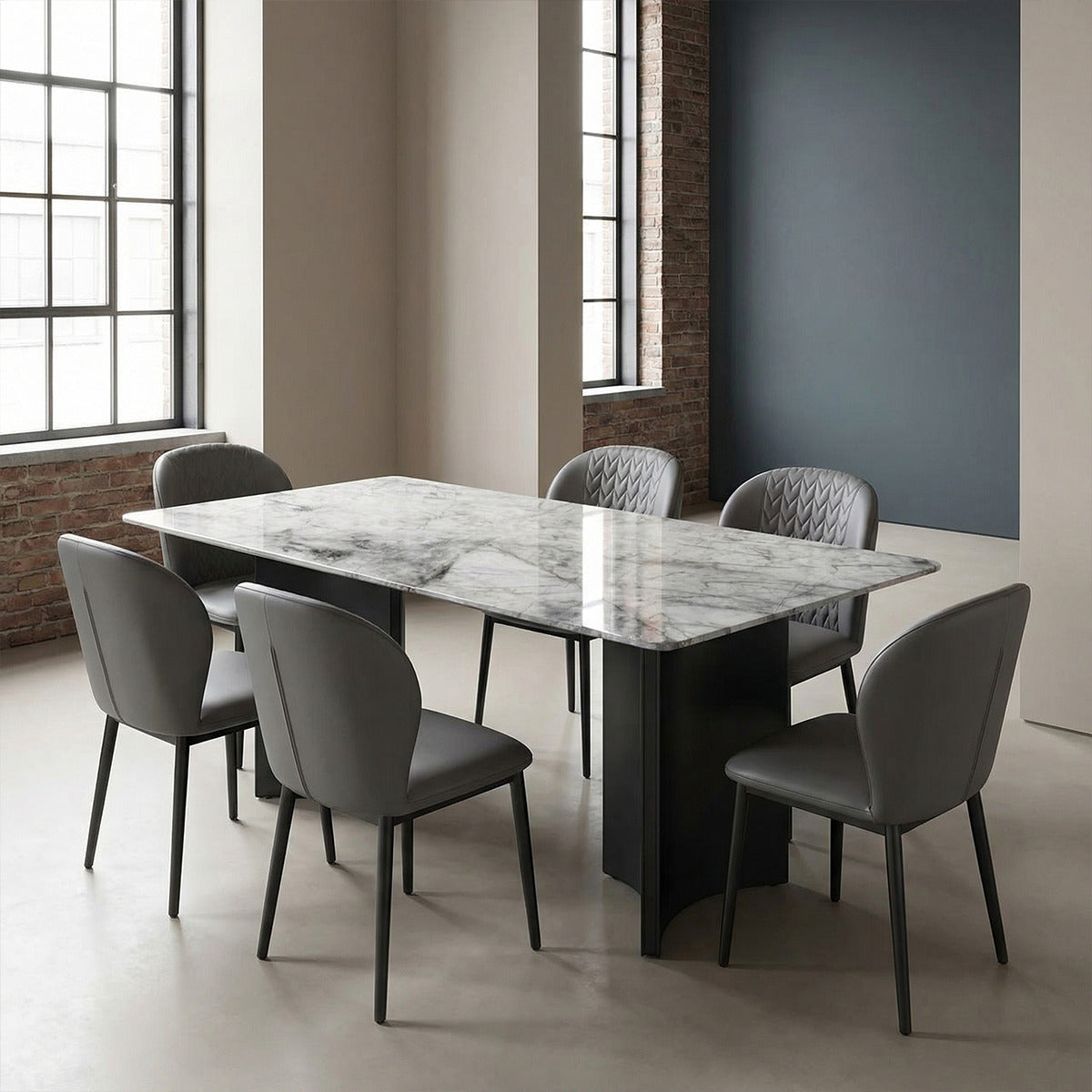 ANJU A03-3 white dining table set in dining room