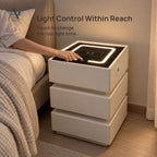 ANJU Smart Bedside Table 40cm with Wireless Charging, USB Ports, Sensor Light and 3 Drawers, Beige — view 8
