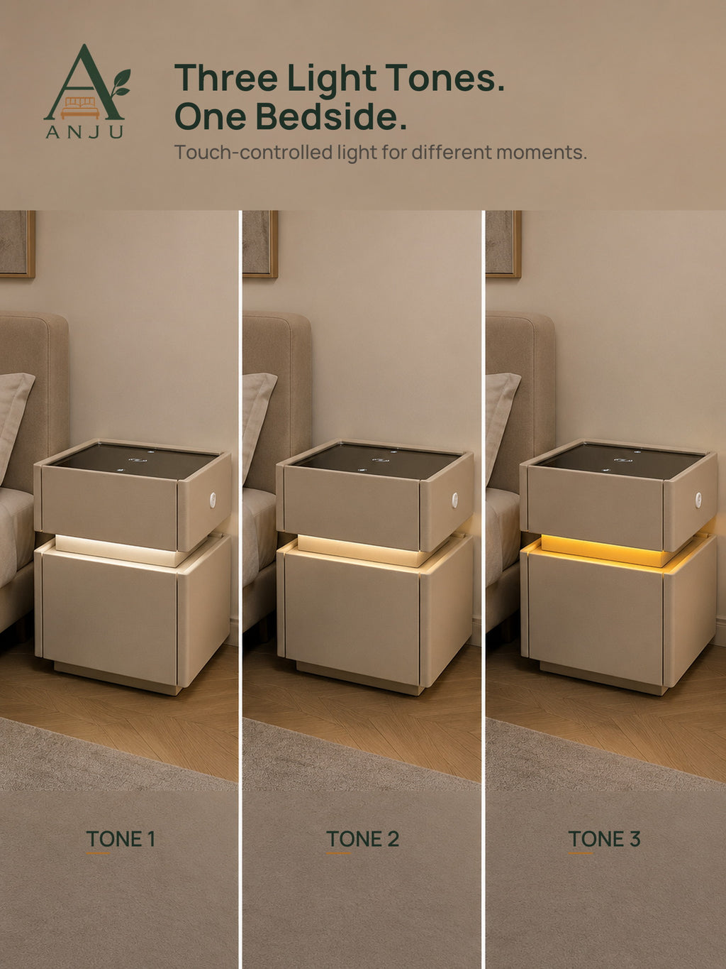 Three touch-controlled light tones
