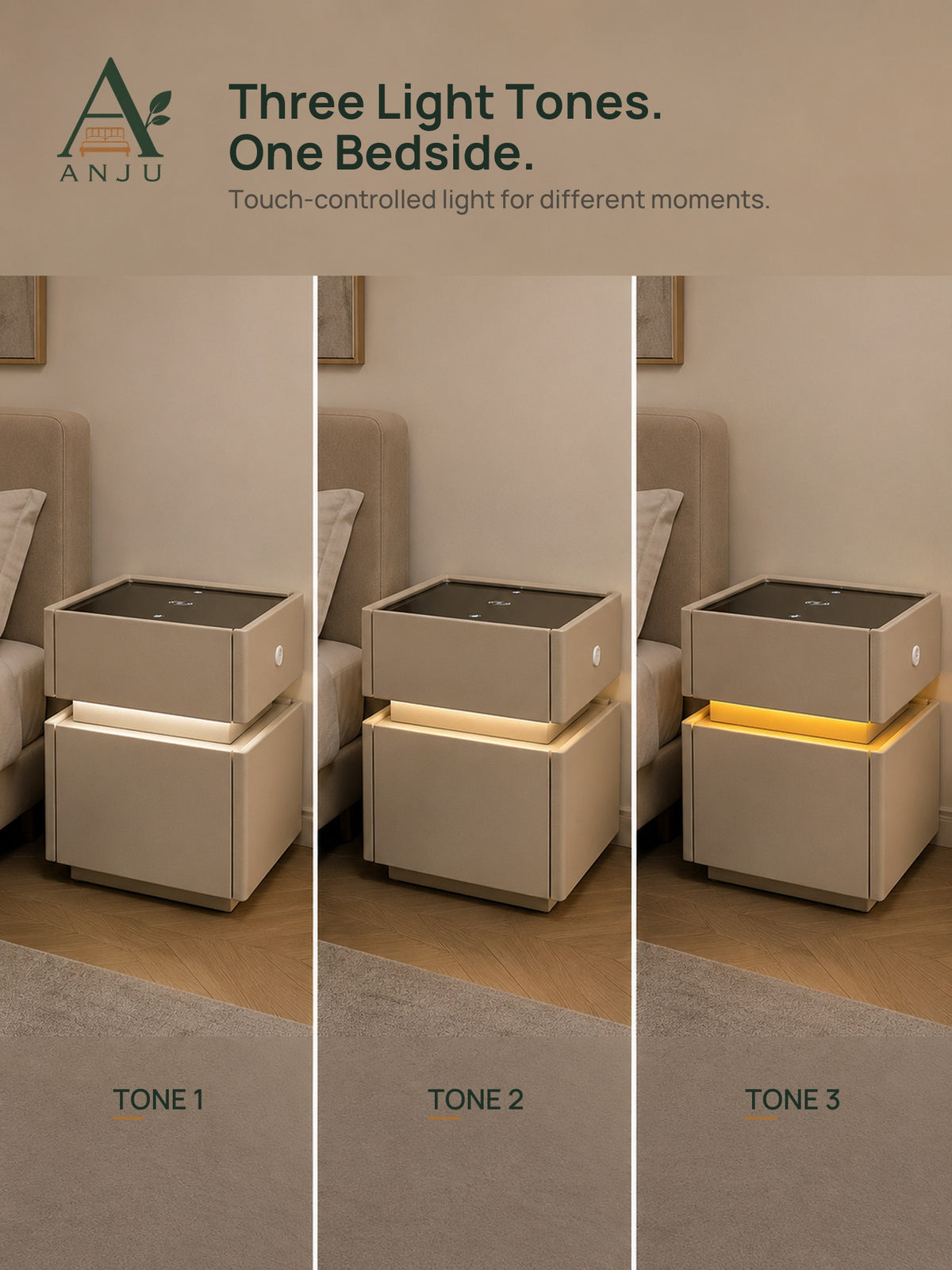 Three touch-controlled light tones