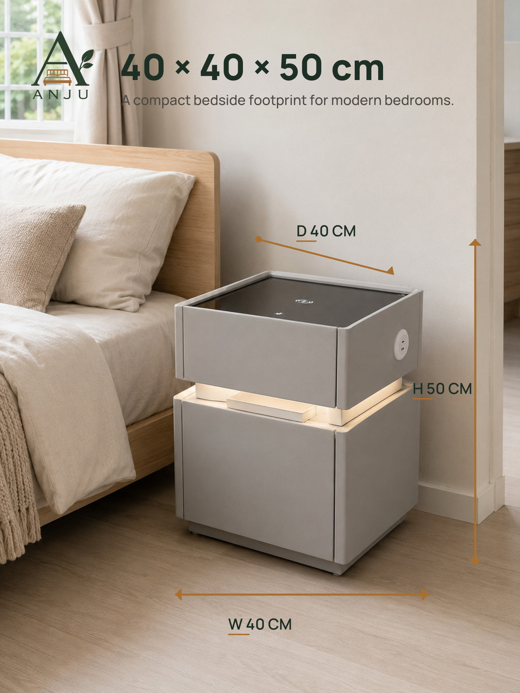 Bedside table dimensions 40 x 40 x 50 cm