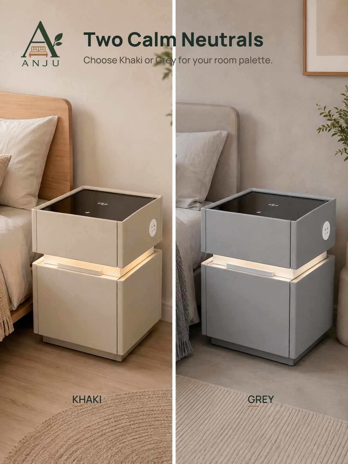 Khaki and grey colour choices