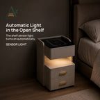 ANJU Smart Bedside Table 35cm with 15W Wireless Charging, Sensor Light and 3 Drawers, Beige — view 5