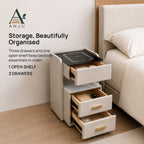 ANJU Smart Bedside Table 35cm with 15W Wireless Charging, Sensor Light and 3 Drawers, Beige — view 6