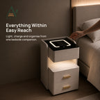 ANJU Smart Bedside Table 35cm with 15W Wireless Charging, Sensor Light and 3 Drawers, Beige — view 9