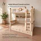 ANJU Solid Wood Bunk Bed Frame with Two 120cm Sleeping Levels, Ash Finish — view 4