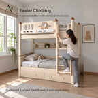 ANJU Solid Wood Bunk Bed Frame with Two 120cm Sleeping Levels, Ash Finish — view 5