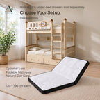 ANJU Solid Wood Bunk Bed Frame with Two 120cm Sleeping Levels, Ash Finish — view 9