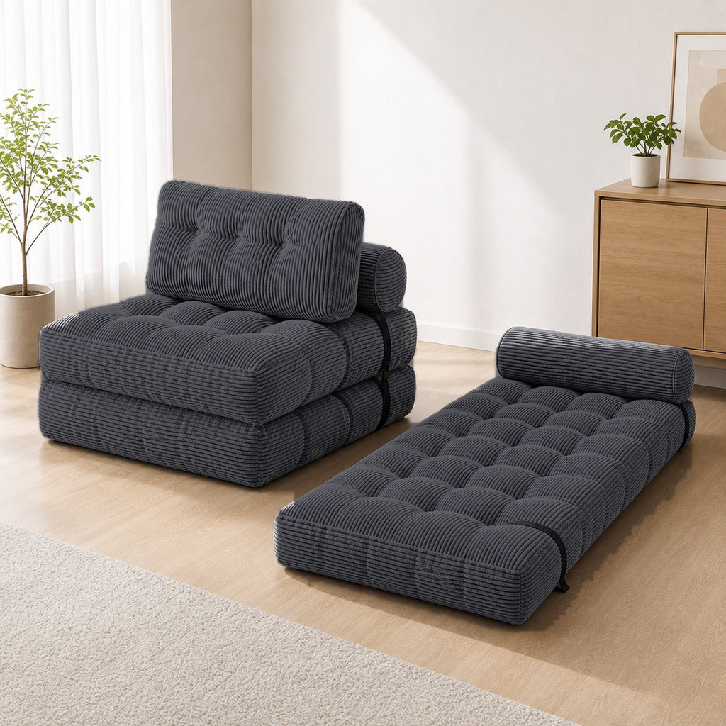 ANJU Foldable Lazy Sofa Bed structure, dark gray