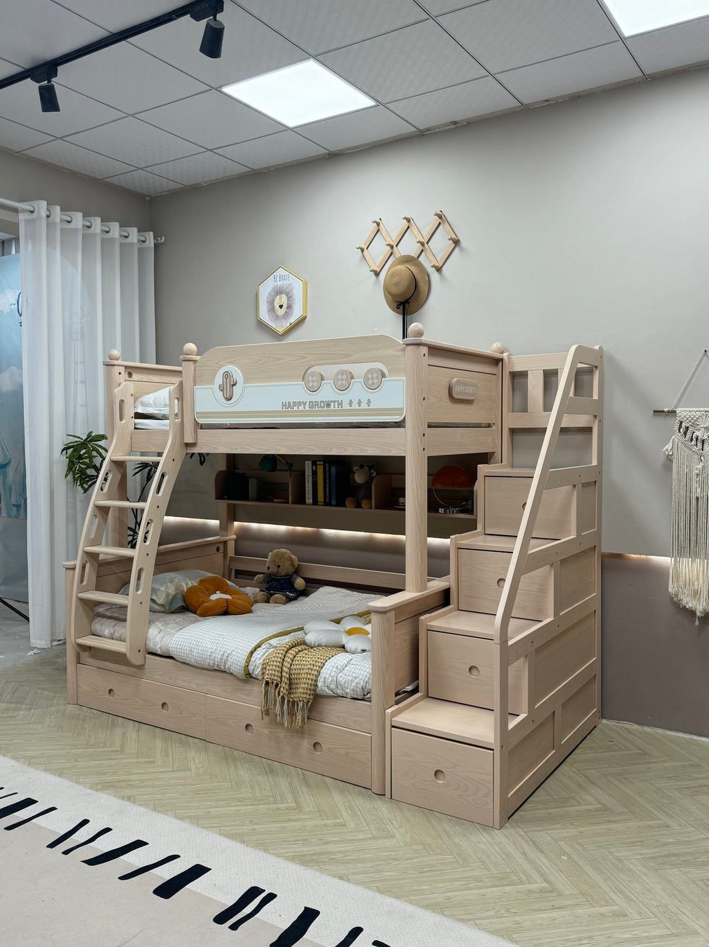 ANJU Arched Wooden Bunk Bed with Optional Storage Stairs