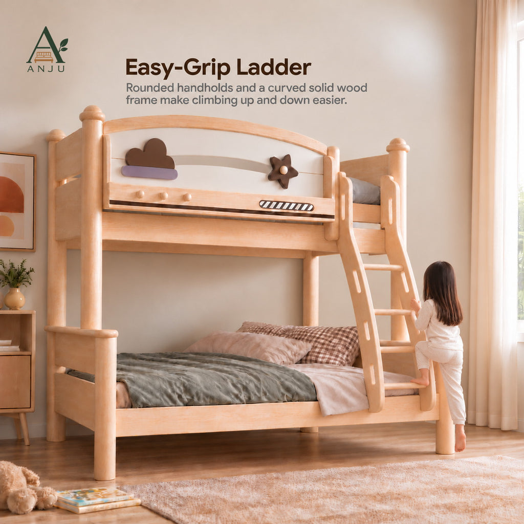 ANJU Wooden Bunk Bed That Splits into 2 Beds, Ash Finish, 1.2m or 1.5m Lower Bunk — image 6