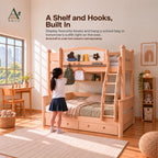 ANJU Wooden Bunk Bed That Splits into 2 Beds, Ash Finish, 1.2m or 1.5m Lower Bunk — image 7