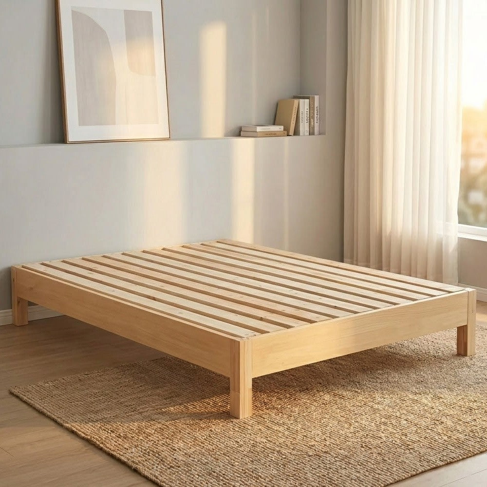 ANJU BD01 tatami bed frame with slatted base in a bedroom scene