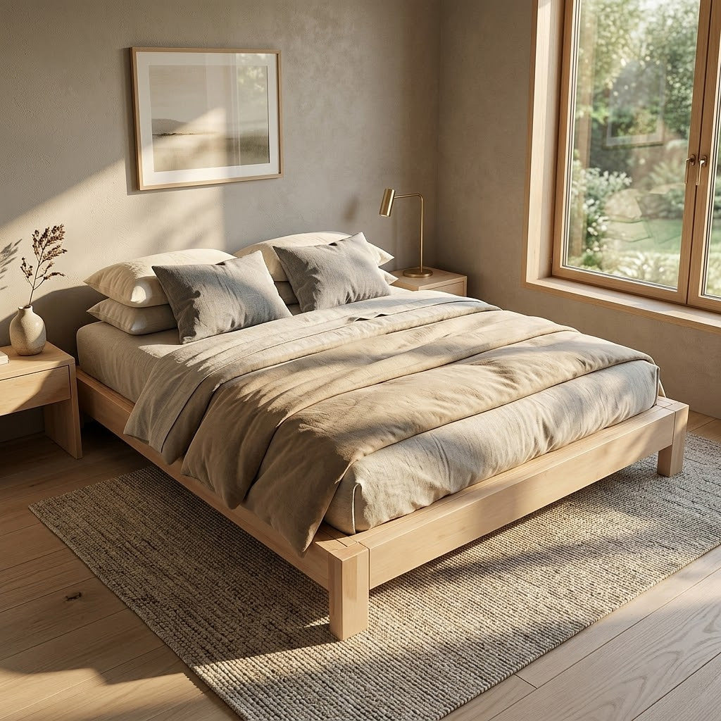 ANJU BD02 bed frame with bedroom styling