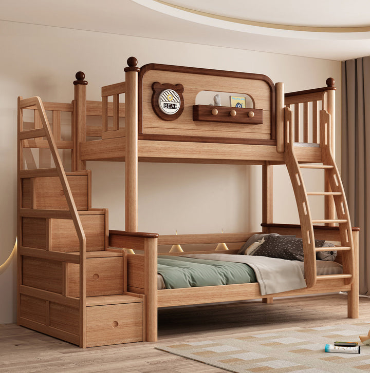 ANJU Bear Wooden Bunk Bed with Arched Window