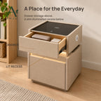 ANJU Bedside Table with Steel Safe Storage — image 6