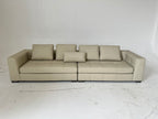 ANJU Boxy Square-Arm Sofa with Down-Blend Back Cushions, Faux or Top-Grain Leather, 250–350 cm