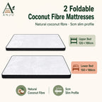 ANJU Wooden Bunk Bed with 2 Folding Mattresses, 120cm Upper and 150cm Lower — image 2