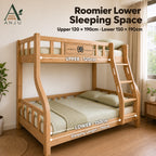 ANJU Wooden Bunk Bed with 2 Folding Mattresses, 120cm Upper and 150cm Lower — image 5