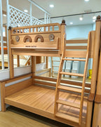 ANJU Dream Castle Wooden Bunk Bed with Arched Windows and Optional Storage Stairs
