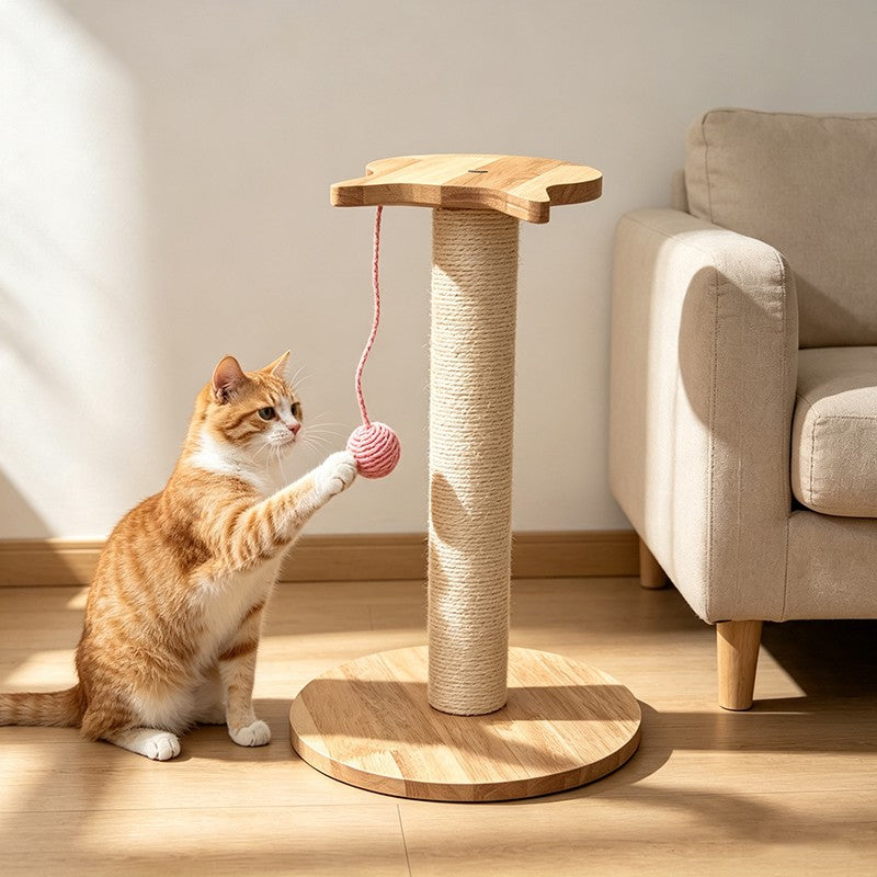 ANJU Small Sisal Cat Scratching Post 43cm with Cat-Head Top