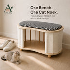 ANJU Cat House and Shoe Bench 60cm with Houndstooth Cushion