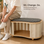 ANJU Cat House and Shoe Bench 60cm with Houndstooth Cushion — view 2