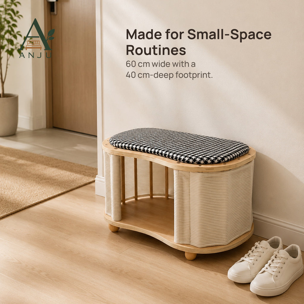 ANJU Cat House and Shoe Bench 60cm with Houndstooth Cushion — view 4