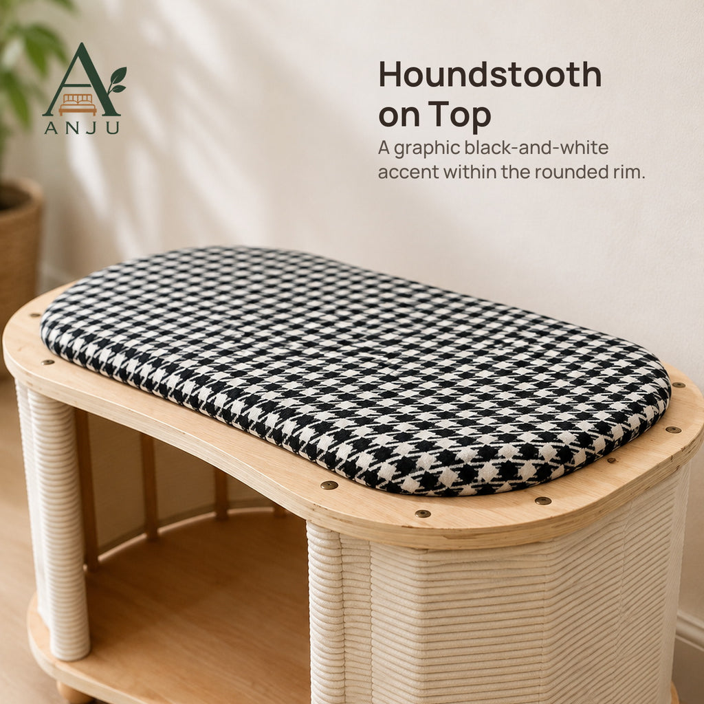 ANJU Cat House and Shoe Bench 60cm with Houndstooth Cushion — view 6