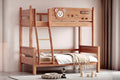 ANJU Cute Bear Wooden Bunk Bed with Porthole Windows