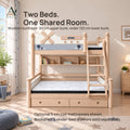 ANJU Detachable Wooden Bunk Bed, 90cm Upper and 120cm Lower, Ash Finish — image 1