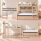 ANJU Detachable Wooden Bunk Bed, 90cm Upper and 120cm Lower, Ash Finish — image 6