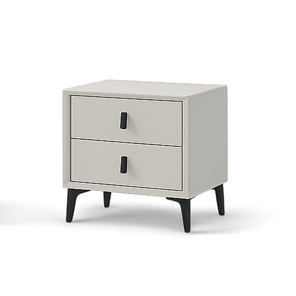 ANJU F610 beige bedside table with two drawers on white background