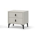 ANJU beige bedside table with two drawers on white background