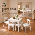 ANJU Folding Dining Table Set with 2 Chairs and 4 Stools, White