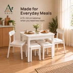 ANJU Folding Dining Table Set with 2 Chairs and 4 Stools, White - view 2