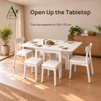 ANJU Folding Dining Table Set with 2 Chairs and 4 Stools, White - view 3