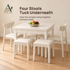 ANJU Folding Dining Table Set with 2 Chairs and 4 Stools, White - view 4