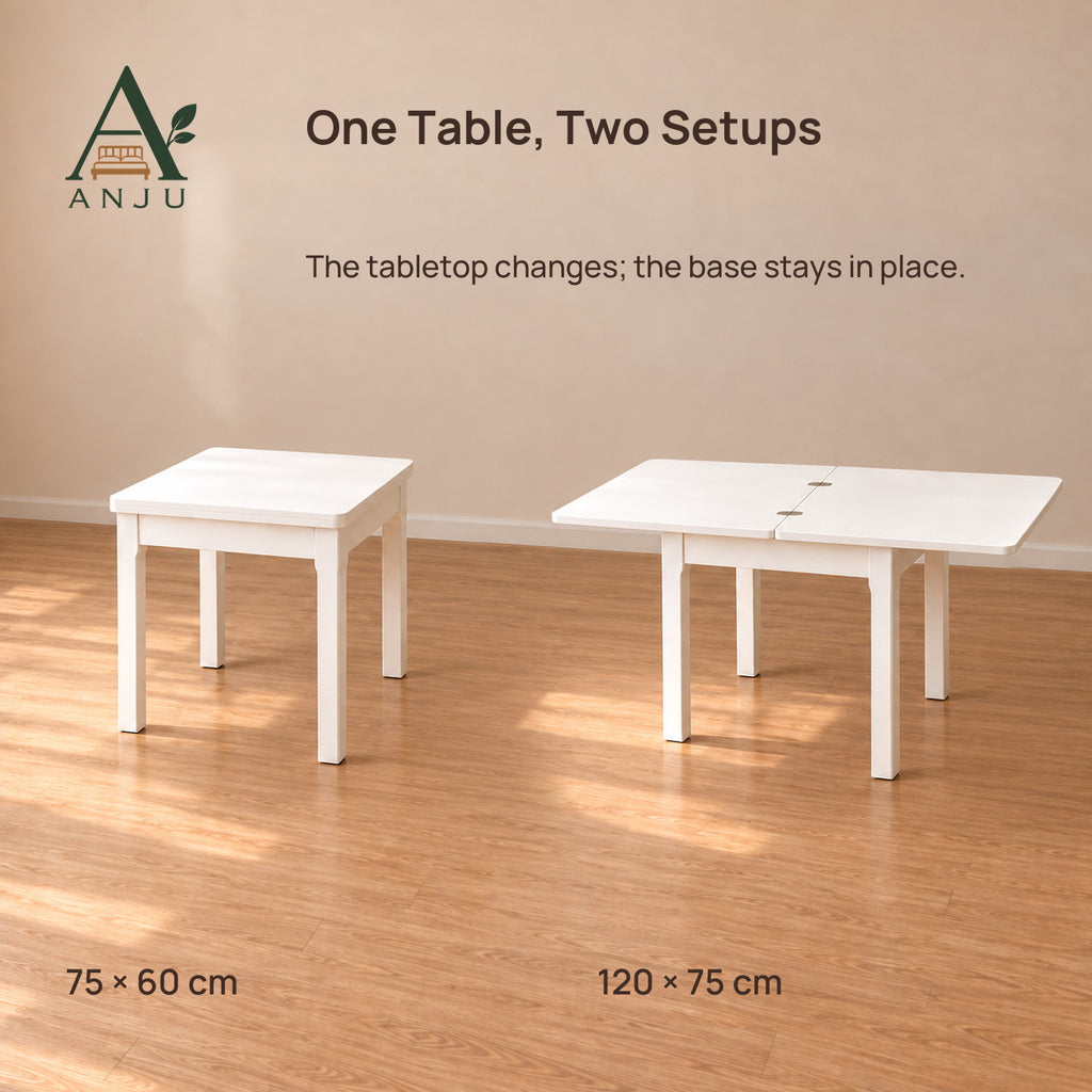 ANJU Folding Dining Table Set with 2 Chairs and 4 Stools, White - view 5