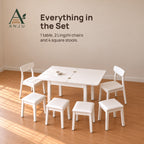 ANJU Folding Dining Table Set with 2 Chairs and 4 Stools, White - view 6